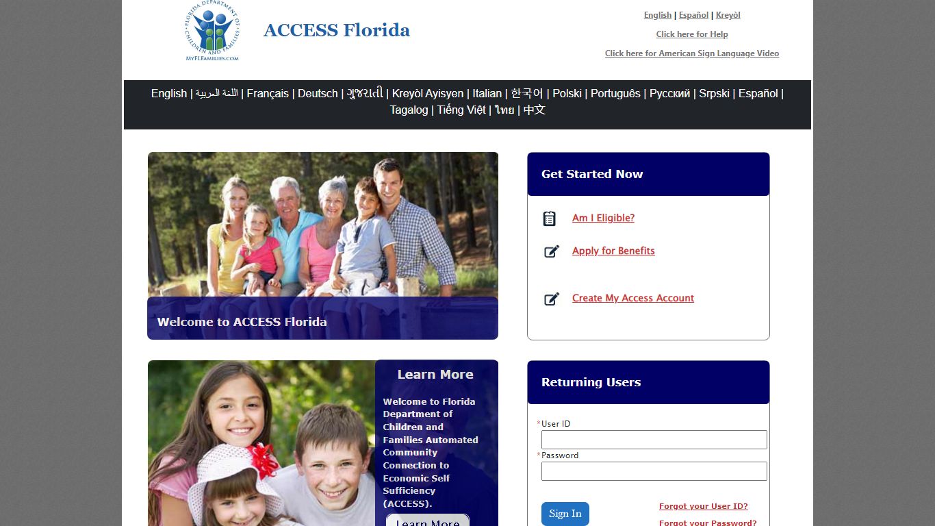ACCESS - Login Page - dcf-access.dcf.state.fl.us