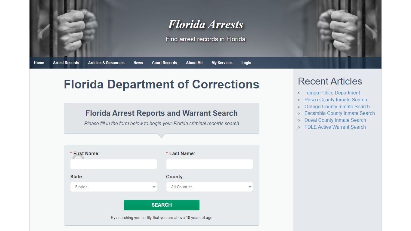 Florida Department of Corrections - Florida Arrests